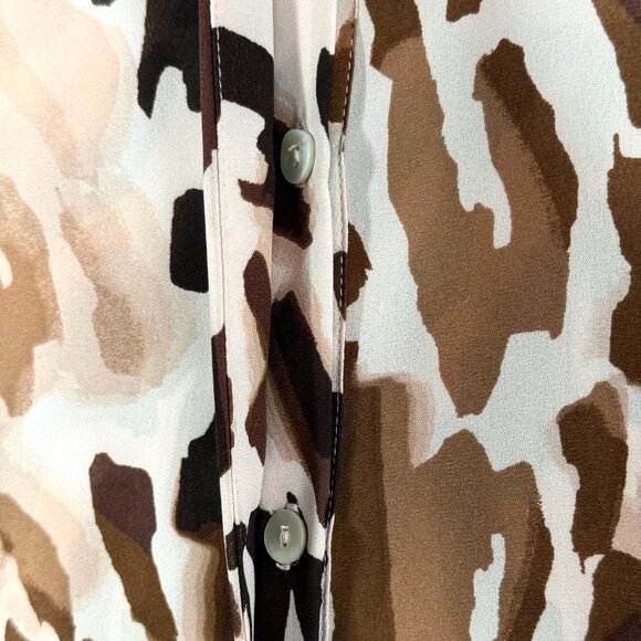 Chicos Watercolor Leopard Animal Print Sheer Blouse Top Womens 0 US S 4 Tan Brow - Picture 3 of 7